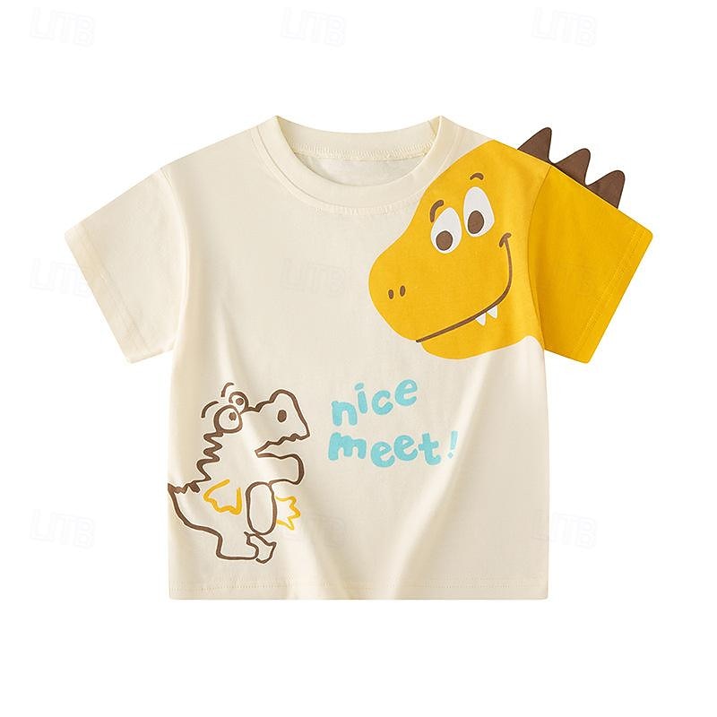 Kid's 3D Graphic Dinosaur Tee Short Sleeve Summer Fashion Basic Kids 4-8Years Crew Neck Outdoor Casual Daily Regular Fit