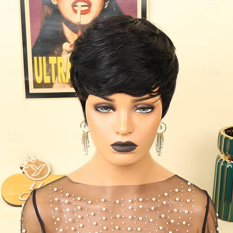 Pixie Cut Wig Human Hair Short Glueless Wigs For Women Short Wig With Bangs Natural Wig Machine Made Wig2