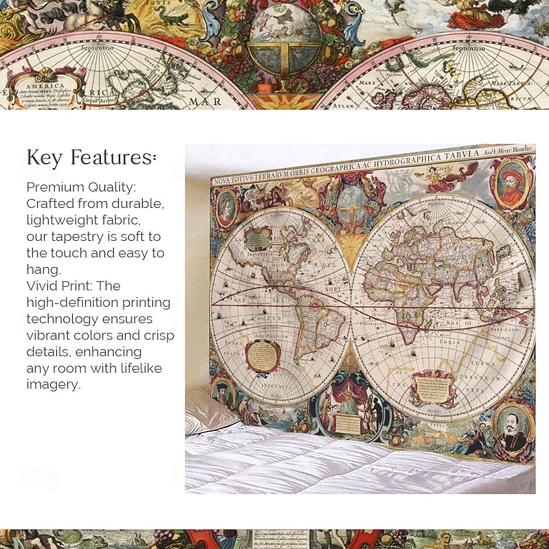 World Map Wall Tapestry Art Decor Blanket Curtain Hanging Home Bedroom Living Room Decoration4