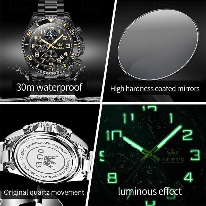 New Olevs Ole Trend Fashion Men'S Watches Calendar Luminous Chronograph Moon Phase Three Hands Multifunction Quartz Watch Waterproof Sports Men'S Wristwatch2