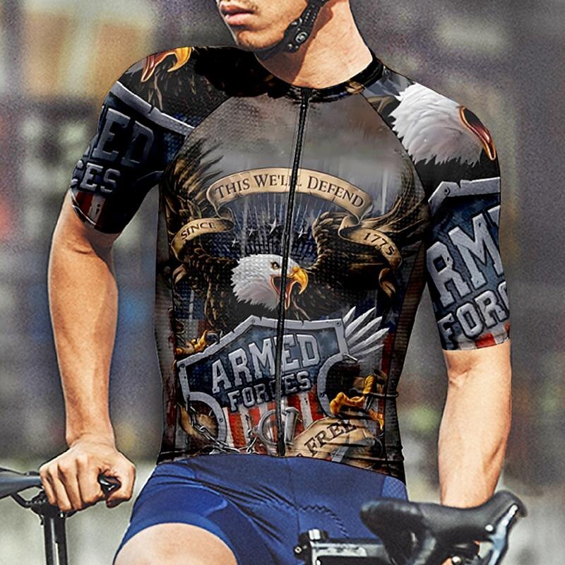 Men's Cycling Jersey Eagle Short Sleeve Bike Tee Tshirt Jersey Top with 3 Rear Pockets Mountain Bike MTB Quick Dry Breathable Sports Dark Gray Clothing Apparel4