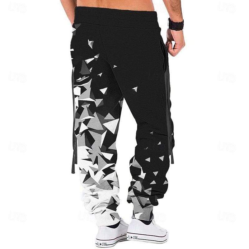 Men's Graphic Sweatpants Joggers Mid Waist Casual Outdoor 3D Print Fall & Winter Black2