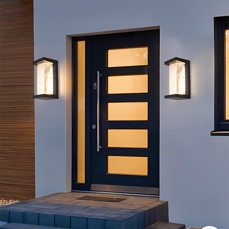 LED Outdoor Wall Lights Warm White Rainproof Wall Mounted Lighting with Striped Acrylic Shade Porch Lights for House Garage Patio Lamp 110-240V2