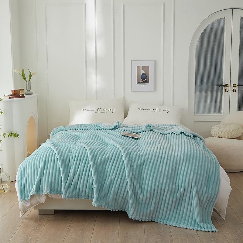 3D Ribbed Jacquard Fleece Flannel Velvet Plush Decorative Bed Blanket - Super Soft, Plush, Fluffy, Fuzzy, Warm, Cozy Perfect for Couch, Bed, Sofa in Fall Winter