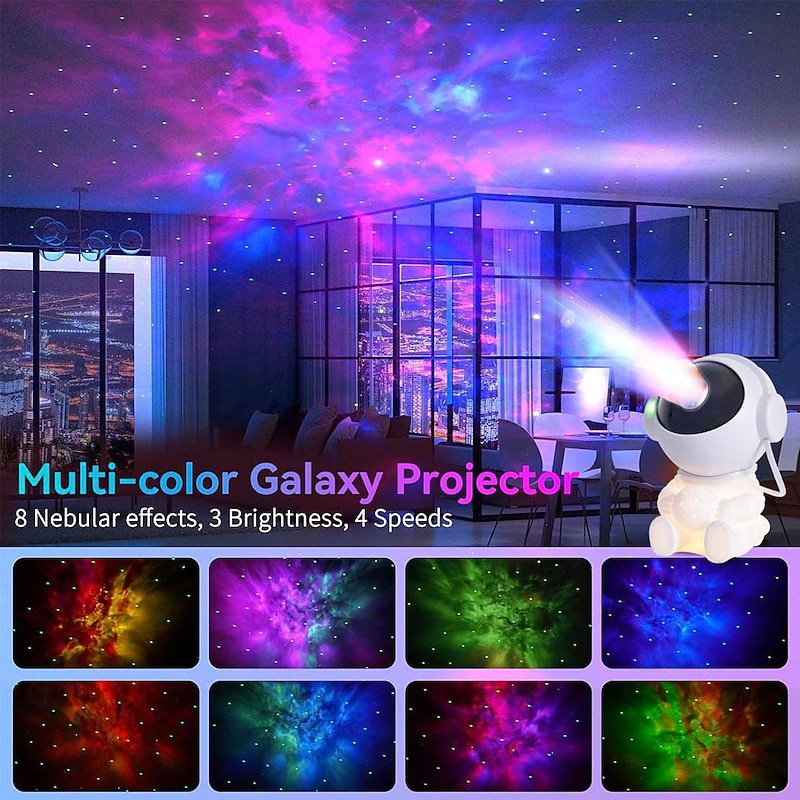 Galaxy Projector Stars Lights for Kids2-in-1 Astronaut Star Nebula Projector with Moon Night Light 360 Adjustable Remote Control Galaxy for Kids Christmas Gift Room Decoration Party2