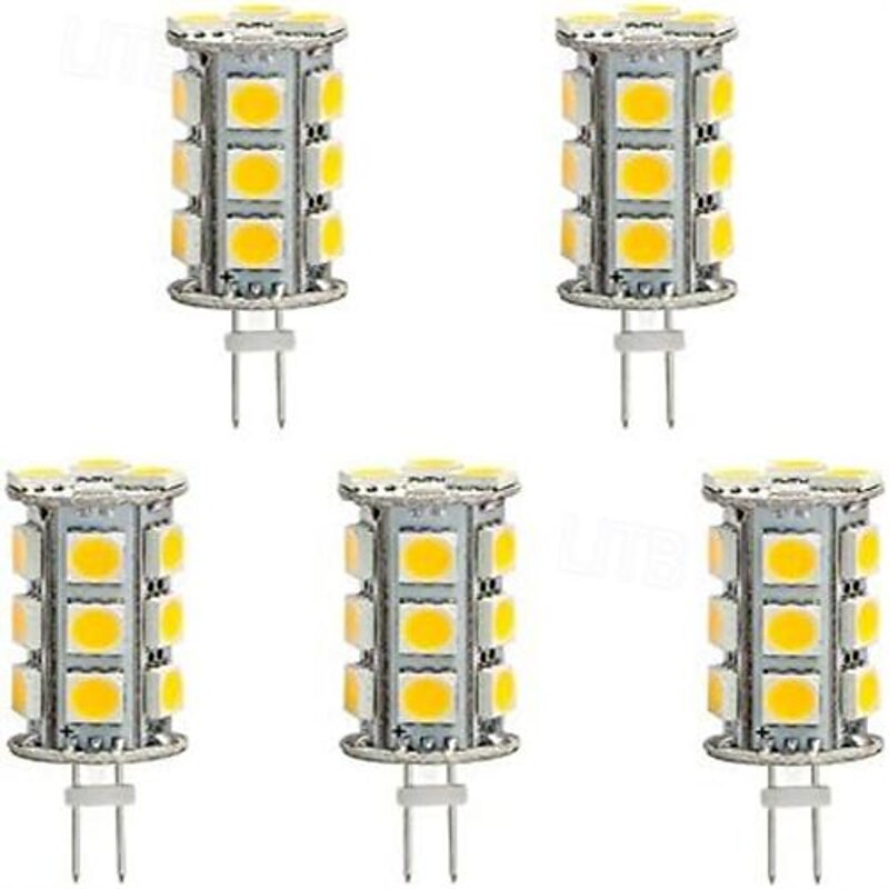 5pcs G4 LED Bi-pin Tower Bulb 18 SMD 5050 3W AC DC 12V for Accent Lights RV Motorhome Caravan