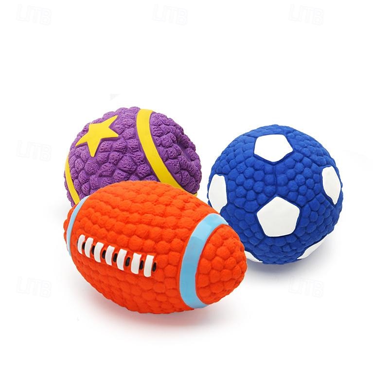 Squeaky Dog Toy Balls (4 Styles 2 Size) Puppy Chew Toys for Teething Non-Toxic Spikey Medium Large & Small Dogs Durable Aggressive Chewers