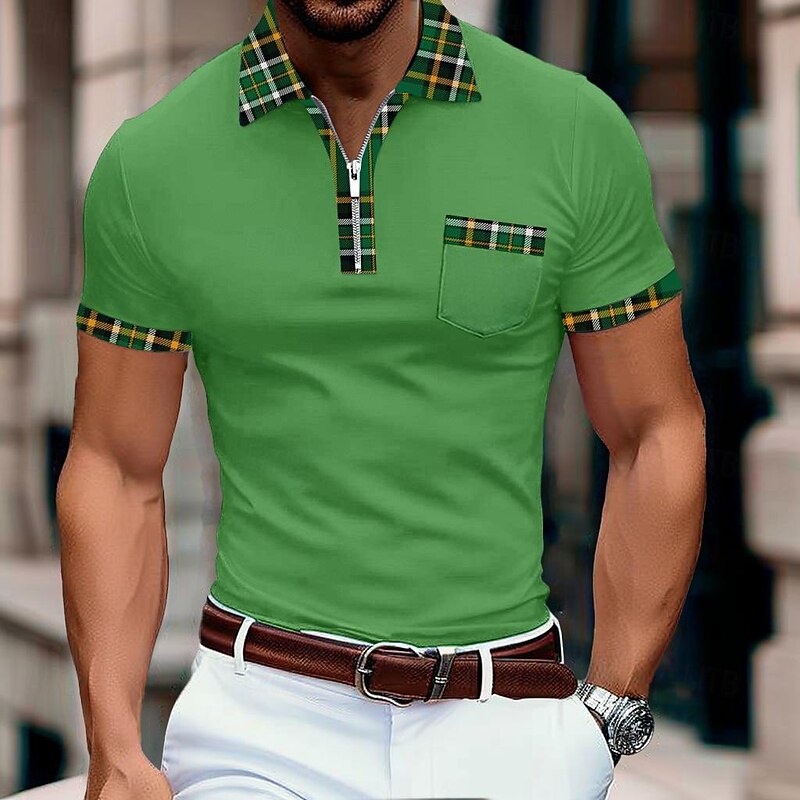 Men's Sports Polo Shirts Golf Shirt Casual Holiday Lapel Quarter Zip Short Sleeve Fashion Basic Plain Quarter Zip Summer Regular Fit Red Sports Polo Shirts4