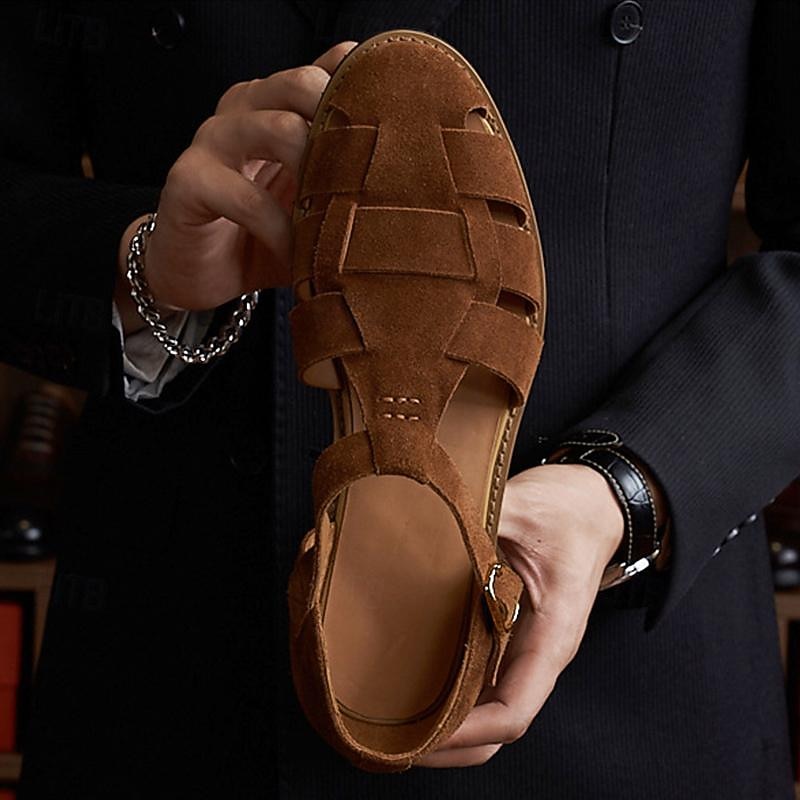 Men's Suede Leather Gladiator Sandals - Stylish Buckle Strap Summer Footwear for Casual and Formal Wear4