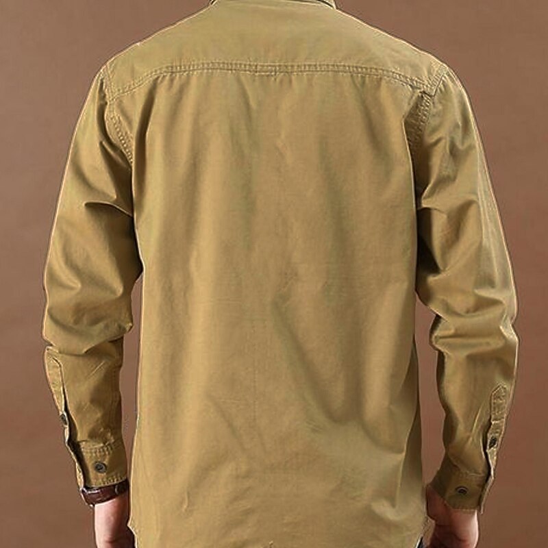 Men's Cow Print Work Shirt Western Shirt Cargo Shirt Long Sleeve Casual Tactical Sports & Outdoor Going out Winter Spring &  Fall Turndown Print Army Green Blue Khaki2