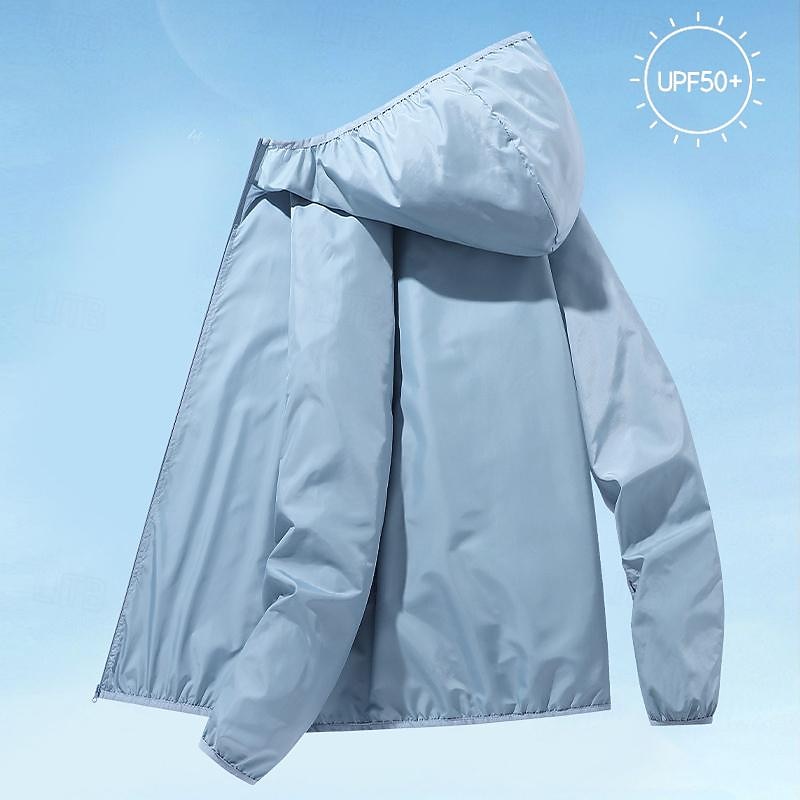 Men's Women's Unisex Hiking Jacket Hiking Windbreaker Outdoor Sunscreen UPF50+ Quick Dry Lightweight Hoodie Raincoat Lightweight Jacket White Blue Gray3