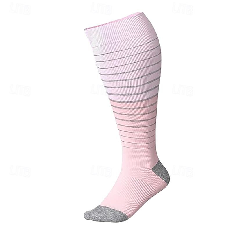 Plus size Compression Socks Athletic Sports Socks Running Socks 1 Pair Stripe Tube Socks Breathable Sweat wicking Comfortable Gym Workout Running Jogging Skateboarding Cycling Sports Stripes Nylon2