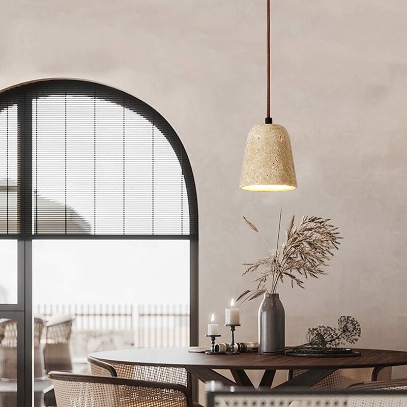 LED Pendant Light Warm White  1-Light Nordic Vintage Stone Hanging Light Restaurant Bar Chandelier Single Head Hanging Lamp for Corridor Aisle Lighting Fixtures 85-265V3