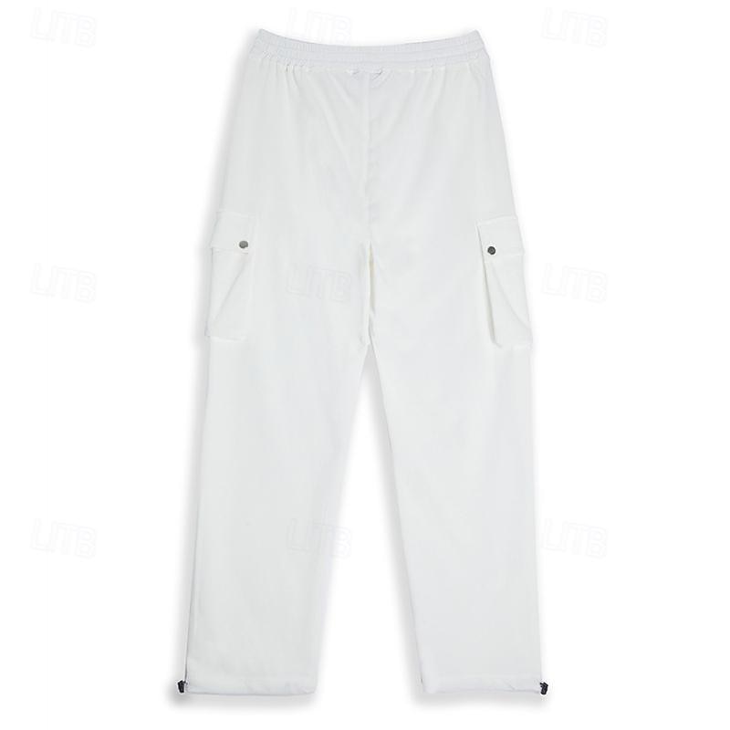 Men's Embroidery Sweatpants Joggers Trousers Cargo Sweatpants Drawstring Elastic Waist Multi Pocket Plain Comfort Breathable Casual Daily Outdoor Sports Fashion Spring Summer Black White3