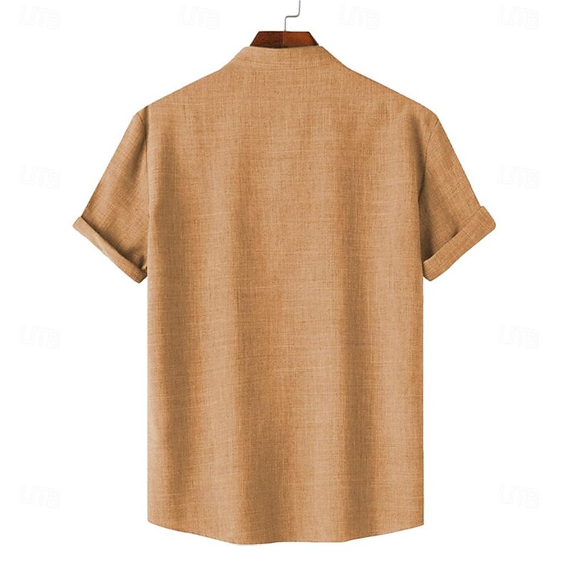 Men's Boardmasters Ethnic Shirt Button Up Shirt Short Sleeve Casual Tribal Holiday Summer Spring Stand Collar Buttons Print Yellow2