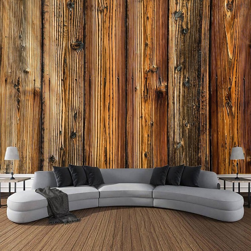 Wood Wall Tapestry Art Decor Blanket Curtain Hanging Home Bedroom Living Room Decoration Polyester