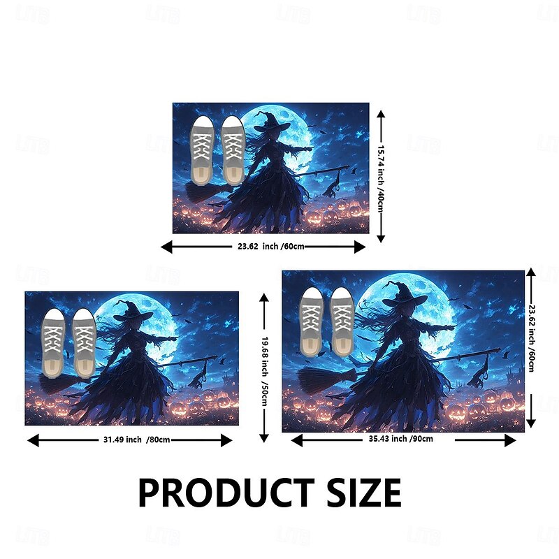 Halloween Pumpkin Doormat Jack O Lantern Witch Kitchen Mat Floor Mat Non-Slip Area Rug Oil Proof Rug Indoor Outdoor Mat Bedroom Decor Bathroom Mat Entrance Rug2