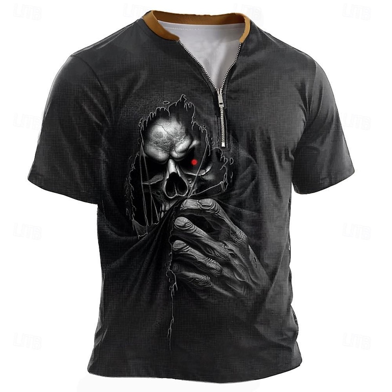 Men's T Shirt Skull Clothing Apparel 3D Print Party Street Daily Short Sleeve Polyester Vintage Cool