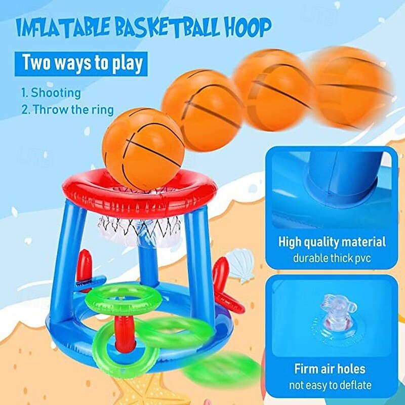 1pc Large Floating Volleyball Net and Basketball Hoop - Inflatable Pool Game Set for Water Fun - Durable and Easy to Assemble - Perfect for Backyard Pool Parties and Outdoor Games3