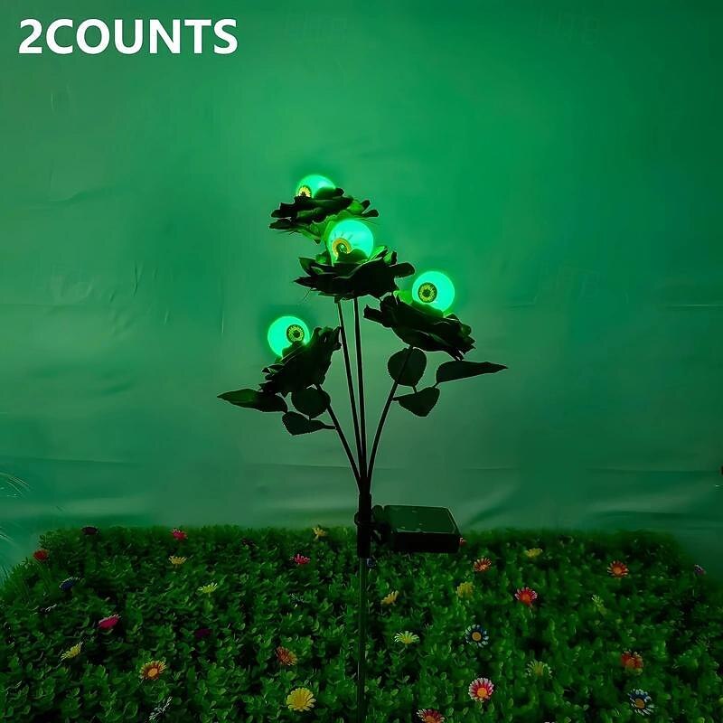 Solar Rose Eyeball Lights Green for Halloween - Spooky Eye Stake Pathway Lights for Outdoor Garden Glow Decoration String for Holiday and Christmas4