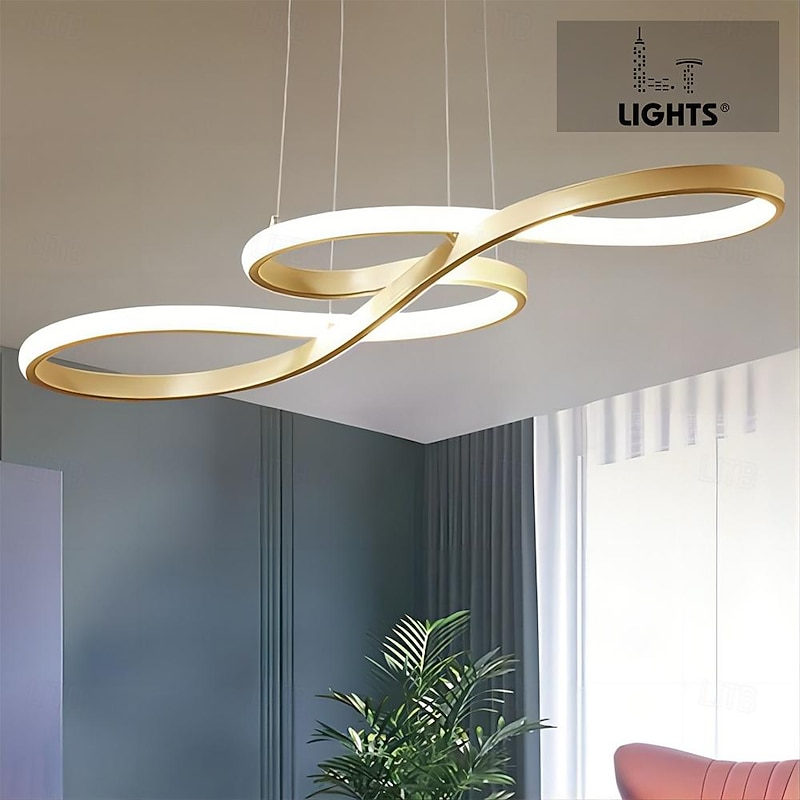 L.T LIGHTS 1-Light 75cm Acrylic Dimmable Pendant Light LED Chandelier Adjustable Note Design Modern for Home Livingroom Lighting ONLY DIMMABLE WITH REMOTE CONTROL