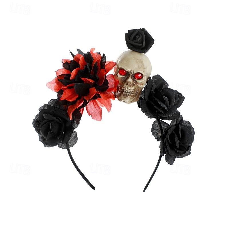 Festive decorations Halloween Skull Hair Band Black Tie Halloween play ornament necklace Headband