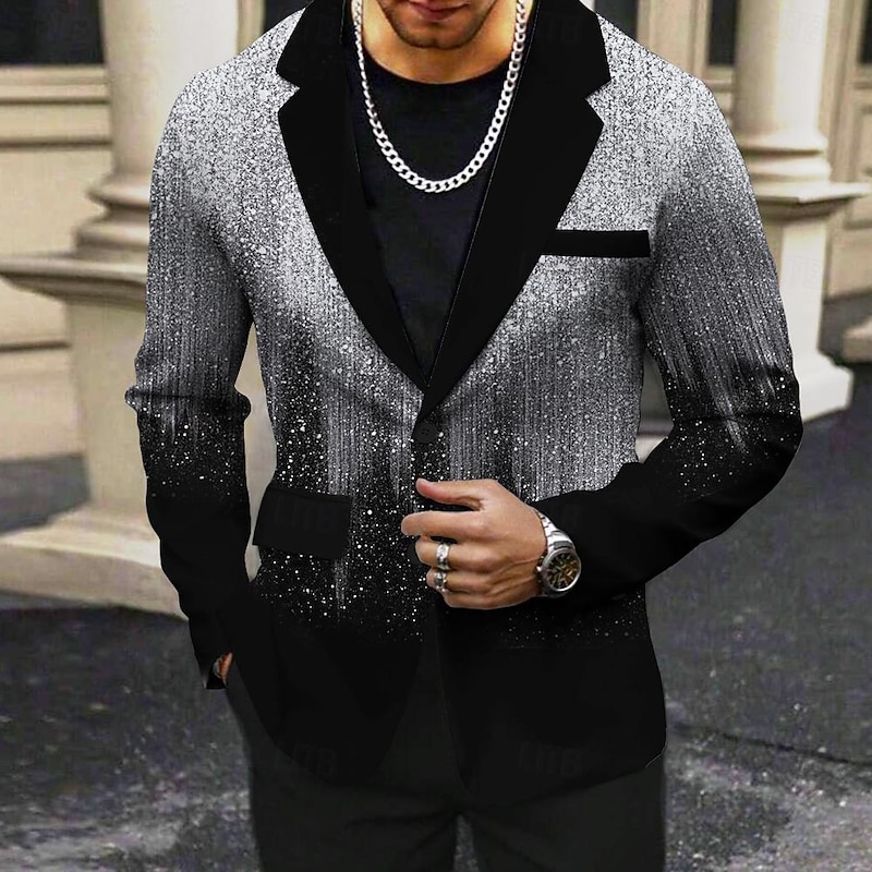 Men's Gradient Long Sleeve Turndown Business Abstract Casual Work Wear to work Going out Buttons Print Multi Pocket