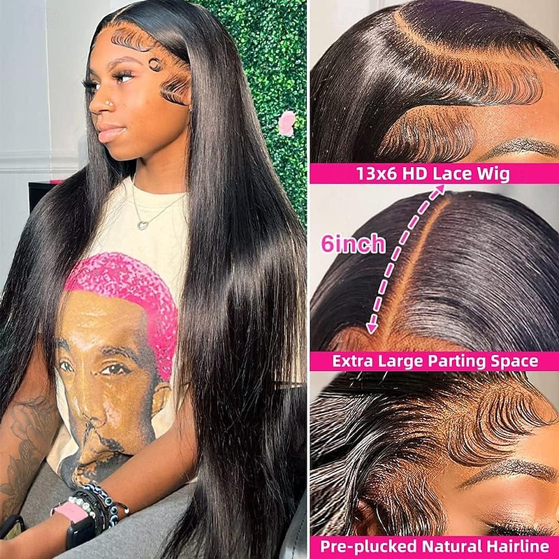 13x6 Lace Front Human Hair Wigs 180 Density Pre Plucked Straight HD Lace Wigs Human Hair 13x6 Straight Lace Frontal Wigs With Baby Hair Human Hair Wigs for Women Glueless Wig2