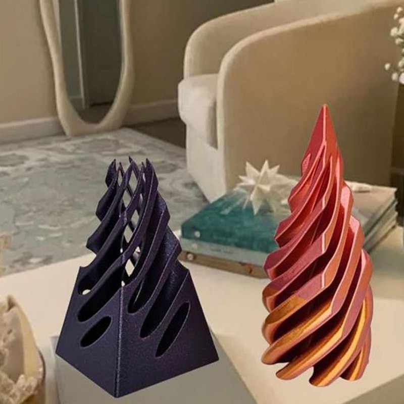 Impossible Pyramid Passthrough Sculpture, Pass Through Pyramid Fidget Toy, 3D Printed Spiral Cone Toy, Mini Vortex Thread Illusion, Pyramid Passthrough Sculpture, Desktop Deco Souvenir Gift