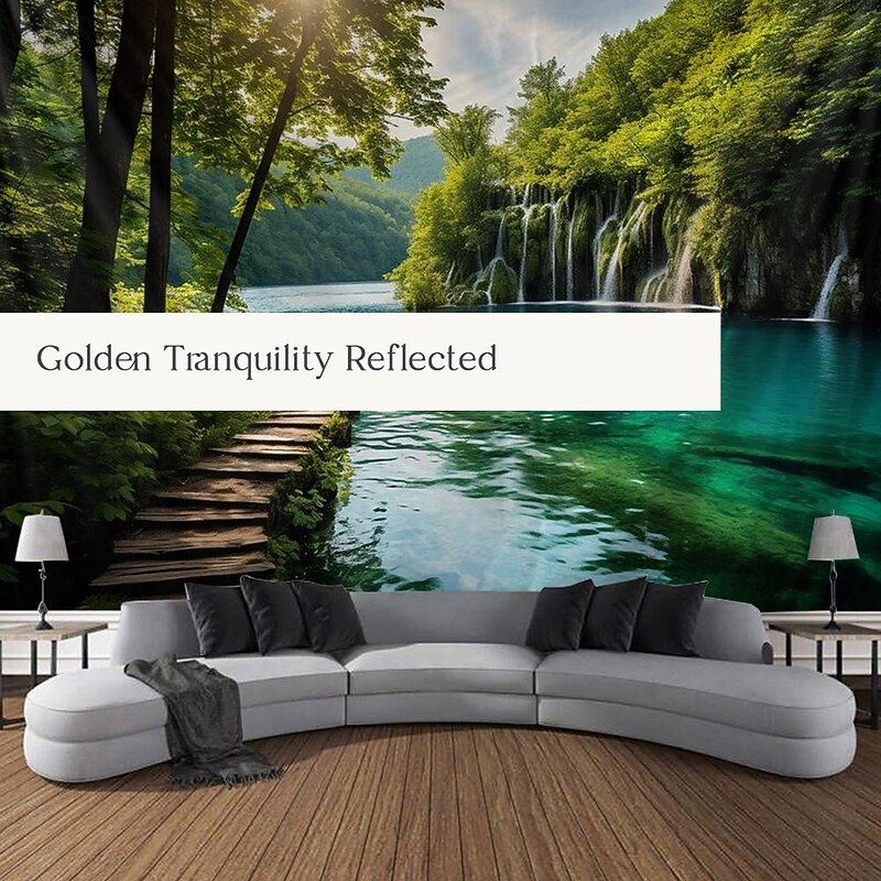 Sunshine Lake Hanging Tapestry Wall Art Large Tapestry Mural Decor Photograph Backdrop Blanket Curtain Home Bedroom Living Room Decoration2