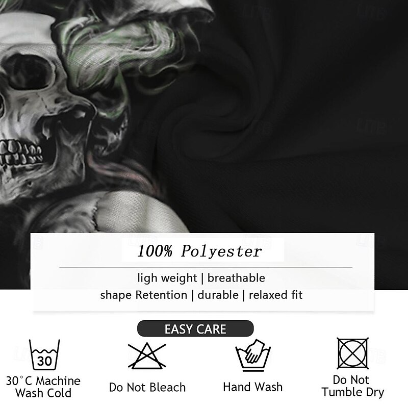 Men's Halloween Skull T Shirt Short Sleeve 3D Print Designer Gothic Party Street Casual Summer Spring Black Crew Neck Henley T-Shirt3