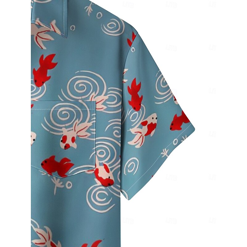 Men's Tropical Fish Summer Hawaiian Shirt Aloha Shirt Printed Shirts Short Sleeves Shirt Shirt Collar Casual Going out Weekend Beige M L XL4