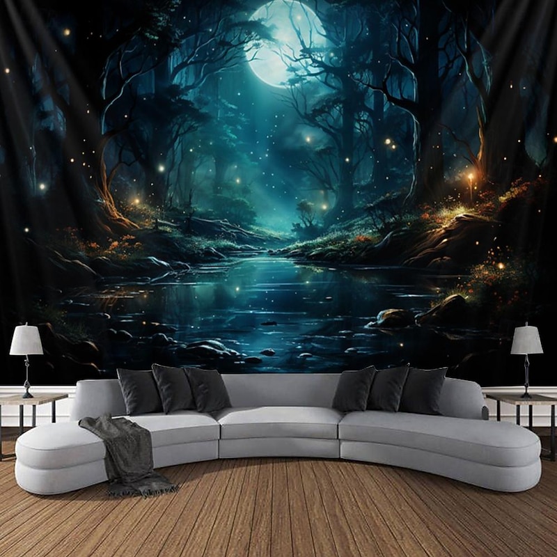 Trippy Forest Hanging Tapestry Wall Art Large Tapestry Mural Decor Photograph Backdrop Blanket Curtain Home Bedroom Living Room Decoration