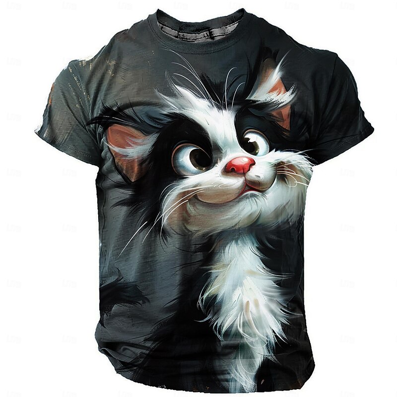 Men's Cat Donkey Funny T Shirt Short Sleeve T shirt 3D Print Crew Neck Shirt Retro Vintage Casual Street Style Sports Outdoor Holiday Going out Black Gray Spring & Summer Clothing Apparel S M L XL4