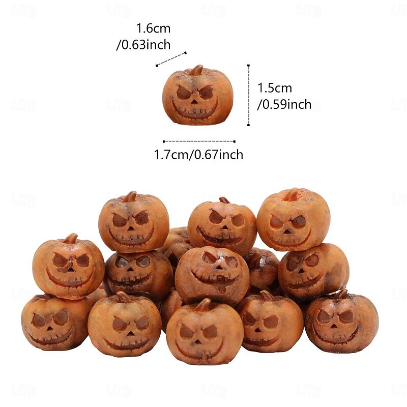 20pcs Halloween Mini Pumpkin Skull Set - Resin Party and Garden Decorations - Micro Landscape Accessories3