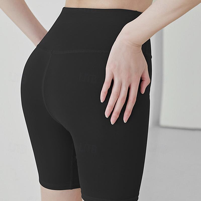 Women's Gym Shorts Yoga Shorts Workout Shorts High Waist Pilates Gym Workout Workout Shorts Solid Color Dark Grey Black Pink Sports Activewear Stretchy Slim3