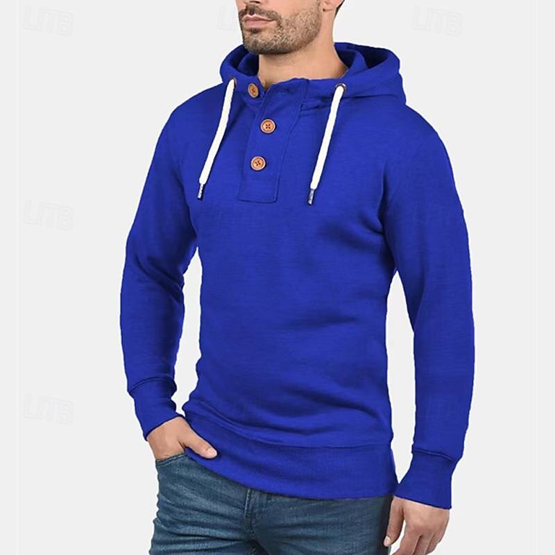 Men's Hoodie Button Up Hoodie Black Navy Blue Blue Camel Light Grey Hooded Plain Sports & Outdoor Daily Holiday Streetwear Basic Casual Fall & Winter Clothing Apparel Hoodies Sweatshirts3
