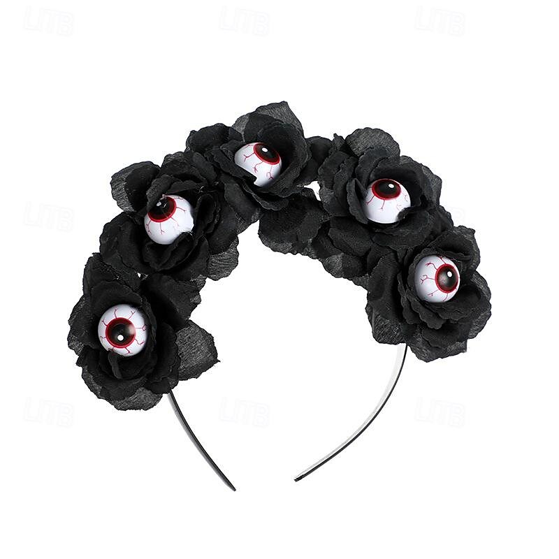 Festive decorations Halloween Skull Hair Band Black Tie Halloween play ornament necklace Headband4