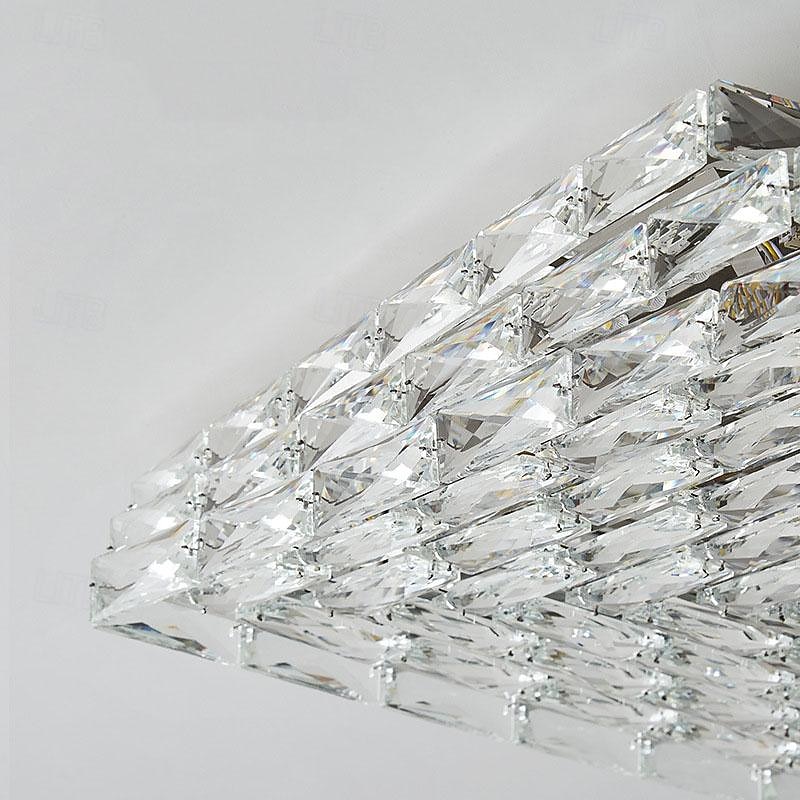 LED Ceiling Lights Crystal Ceiling Light 3-Color Light Source 25/32/40/52cm 1-Light Modern Crystal Flush Mount Square Crystal Shade Nordic for Hallway Dining Bedroom Bathroom 85-265V4
