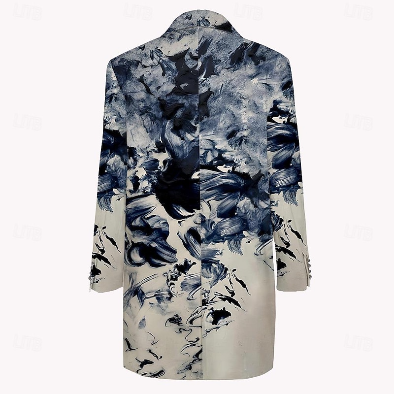 Men's Painting Mountain River Winter Coat Overcoat Coat With Pockets Casual Vacation Daily Wear Going out Print Front Pocket Fall & Winter Turndown Long Sleeve khaki2