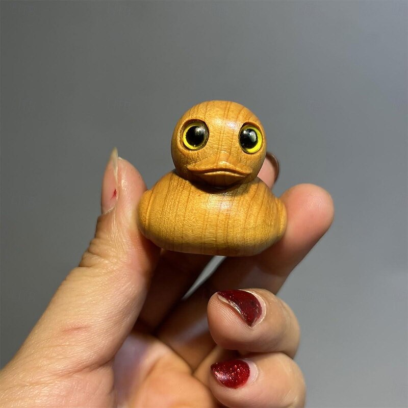 Wooden Rubber Duck, Mini Cute Hand Carved Wooden Duck Figurine, Craft Collectible Figurines, Funny Wooden Rubber Duck Decoration for Home Office Garden Decor4