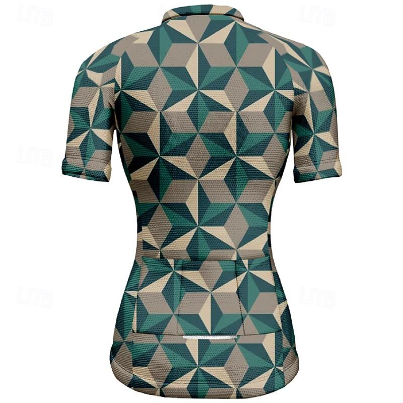 Women's Cycling Jersey Geometic Short Sleeve Bike Tee Tshirt Top with 3 Rear Pockets Mountain Bike MTB Road Bike Cycling Quick Dry Front Zipper Wicking Sports Yellow Purple Green Clothing Apparel2