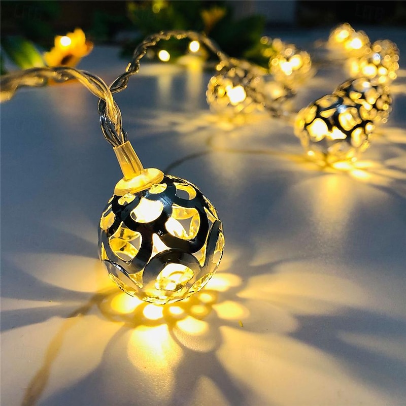 Elegant Wedding Reception Party LED Moroccan Pattern Ball String Lights,Christmas Decorative Night Light for Christmas Festival, Wedding, Party and Courtyard 1pc4