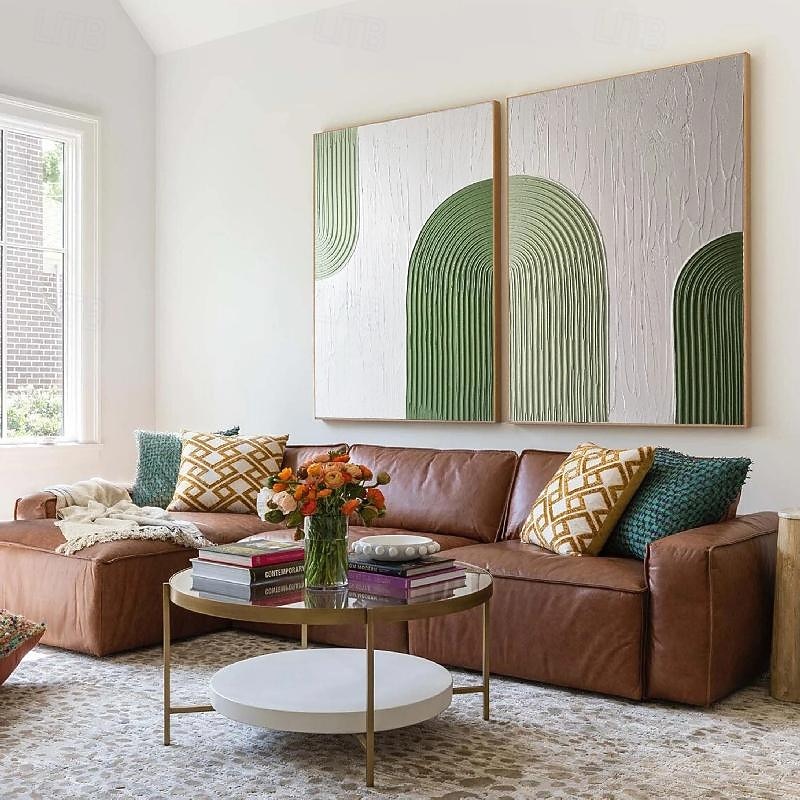 Large Handpainted Abstract 3DOil painting on Canvas handmade Minimalist Wall Art  Modern Textured Green Painting Oversized Canvas Art Room Decoration3