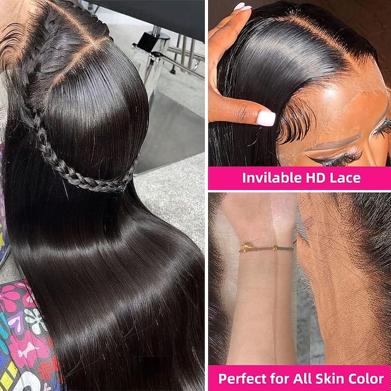 13x6 Lace Front Human Hair Wigs 180 Density Pre Plucked Straight HD Lace Wigs Human Hair 13x6 Straight Lace Frontal Wigs With Baby Hair Human Hair Wigs for Women Glueless Wig3