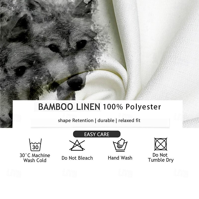 Men's Wolf Shirt Button Up Shirt Long Sleeve Vintage Casual Vacation Daily Summer Spring & Fall Standing Collar Button Up 3D Print Blue Gray4