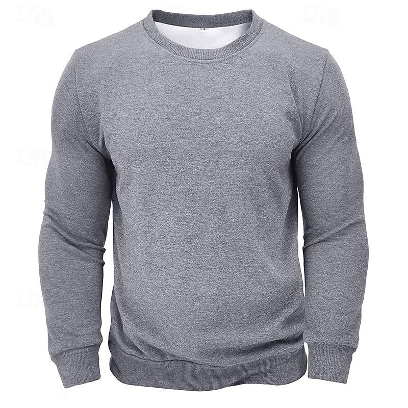 Men's Sweatshirt Black White Wine Army Green Light Grey Crew Neck Plain Sports & Outdoor Daily Holiday Streetwear Basic Casual Fall & Winter Clothing Apparel Hoodies Sweatshirts2