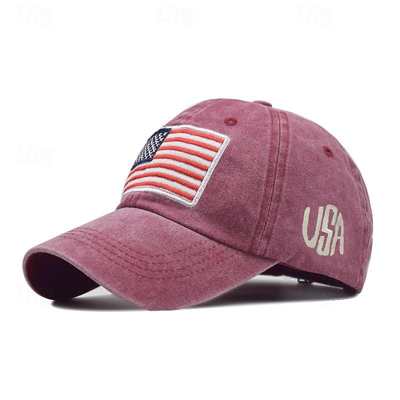 Men's Baseball Cap Sun Hat Trucker Hat Black Yellow Cotton Embroidered Fashion Casual Street Daily American US Flag Adjustable Sunscreen Breathable