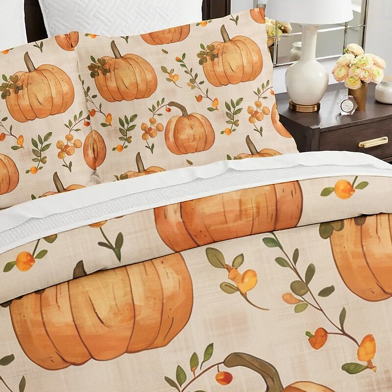 Halloween Pumpkin Duvet Cover Set - Festive and Playful Pumpkin Design - Includes Duvet Cover and Pillowcases - Soft and Cozy Fabric - Perfect for Adding a Seasonal Touch to Your Bedroom Decor3