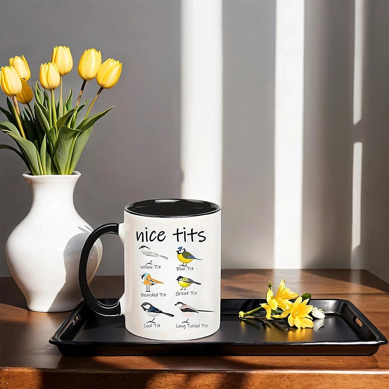 Nice Tits Bird Mug - Funny Birdwatcher Coffee Cup: Fowl Language Bird Coffee Mug, Birthday Gift for Women, Men, and Bird Lovers - 11 Ounce Capacity4